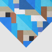 Moderne Abstracte driehoeken, kobalt blauw en brui Tissuepapier (Detail)