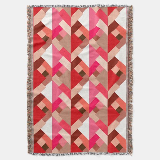 Moderne Abstracte driehoeken, koraalrood en roze Deken (Voorkant Verticaal)