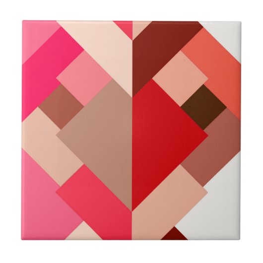 Moderne abstracte driehoeken, koraalrood en roze tegeltje (Voorkant)