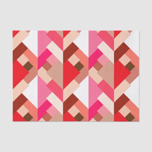 Moderne Abstracte driehoeken, koraalrood en roze Tissuepapier (Voorkant)