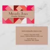 Moderne Abstracte driehoeken, koraalrood en roze Visitekaartje (Voorkant / Achterkant)