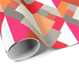 Moderne Abstracte driehoeken, Oranje, Fuchsia en g Cadeaupapier