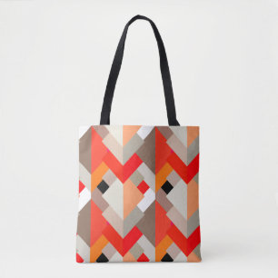 Moderne Abstracte driehoeken, Oranje, rood en grij Tote Bag
