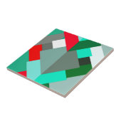 Moderne Abstracte driehoeken, Turquoise, Red en Gr Tegeltje (Zijkant)