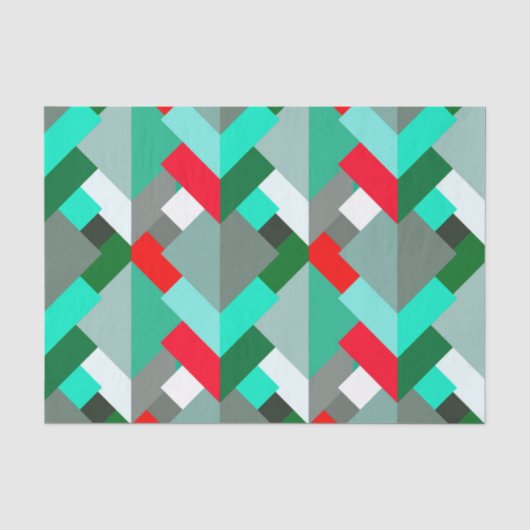Moderne Abstracte driehoeken, Turquoise, Red en Gr Tissuepapier (Voorkant)