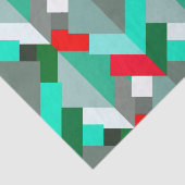 Moderne Abstracte driehoeken, Turquoise, Red en Gr Tissuepapier (Detail)