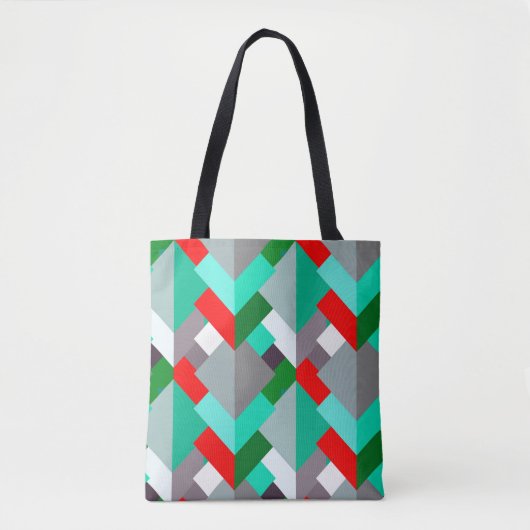 Moderne Abstracte driehoeken, Turquoise, Red en Gr Tote Bag (Voorkant)