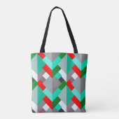 Moderne Abstracte driehoeken, Turquoise, Red en Gr Tote Bag (Achterkant)
