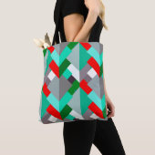 Moderne Abstracte driehoeken, Turquoise, Red en Gr Tote Bag (Dichtbij)