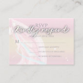 Moderne Abstracte drift-peach roze bruiloft Informatiekaartje (Voorkant)