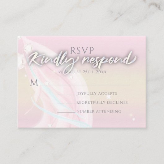 Moderne Abstracte drift-peach roze bruiloft Informatiekaartje (Voorkant)