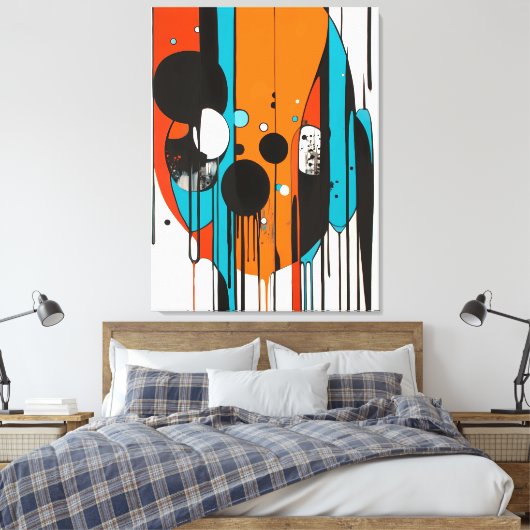Moderne Abstracte Drip Art Canvas Afdruk (Insitu (Slaapkamer))