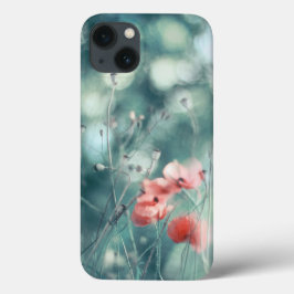 Moderne Abstracte Droomachtige Klaprozen op Teal Case-Mate iPhone Case