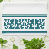 Moderne Abstracte duister blauwgroen vormkunst Theedoek (Gevouwen)