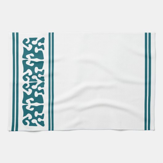 Moderne Abstracte duister blauwgroen vormkunst Theedoek (Horizontaal)