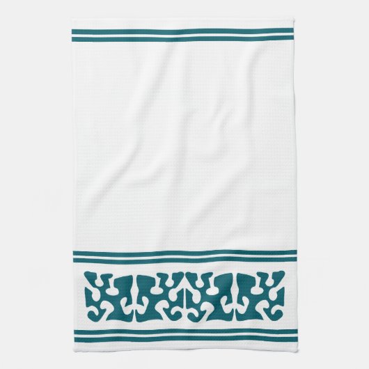 Moderne Abstracte duister blauwgroen vormkunst Theedoek (Verticaal)