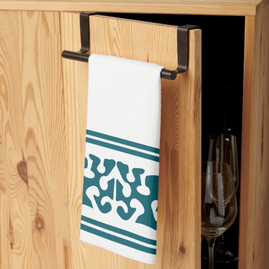 Moderne Abstracte duister blauwgroen vormkunst Theedoek (Derde Gevouwen)