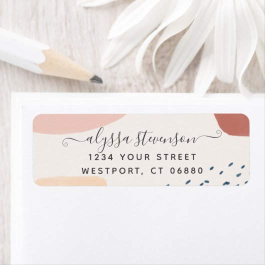 Moderne Abstracte Earth Tone Signature Script Retu Etiket (Insitu)