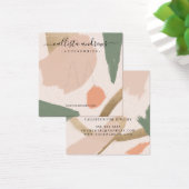 Moderne Abstracte Earth Tones Gold Art Ring Displa Vierkante Visitekaartjes (Bureau)