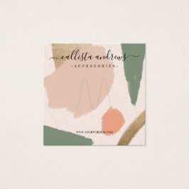 Moderne Abstracte Earth Tones Gold Art Ring Displa Vierkante Visitekaartjes