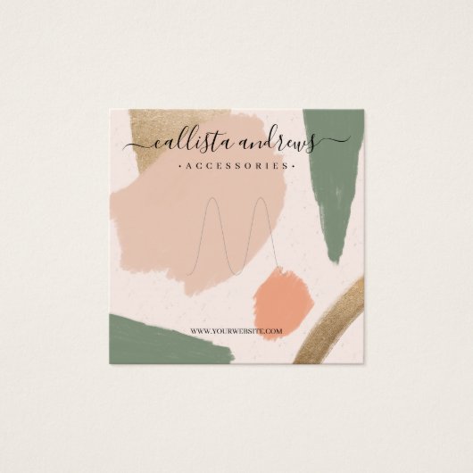 Moderne Abstracte Earth Tones Gold Art Ring Displa Vierkante Visitekaartjes (Voorkant)