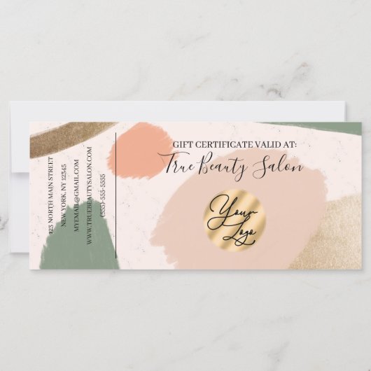 Moderne Abstracte Earth Tones Gold Cadeaubon (Achterkant)