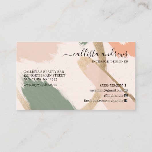 Moderne Abstracte Earth Tones Gold Signature Scrip Visitekaartje (Achterkant)