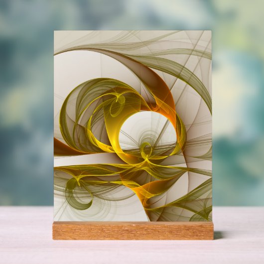 Moderne Abstracte edelmetaalkleuren Fractal Acryl Bord (Neutraal)