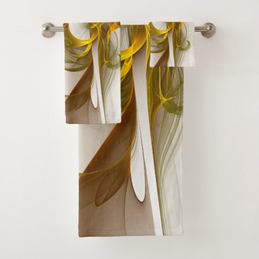 Moderne Abstracte edelmetaalkleuren Fractal Bad Handdoek (Insitu)