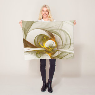 Moderne Abstracte edelmetaalkleuren Fractal Fleece Deken