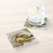 Moderne Abstracte edelmetaalkleuren Fractal Glazen Onderzetter (Schuin)