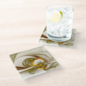 Moderne Abstracte edelmetaalkleuren Fractal Glazen Onderzetter (Schuin)