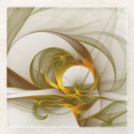 Moderne Abstracte edelmetaalkleuren Fractal Glazen Onderzetter