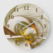 Moderne Abstracte edelmetaalkleuren Fractal Grote Klok (Voorkant)
