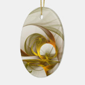 Moderne Abstracte edelmetaalkleuren Fractal Keramisch Ornament (Links)