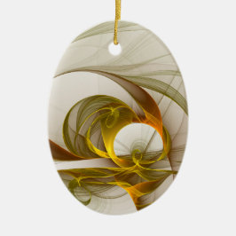 Moderne Abstracte edelmetaalkleuren Fractal Keramisch Ornament