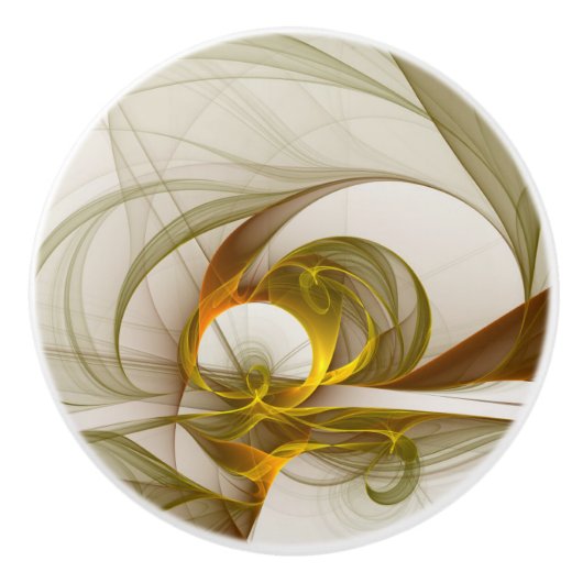 Moderne Abstracte edelmetaalkleuren Fractal Keramische Knop (Voorkant)