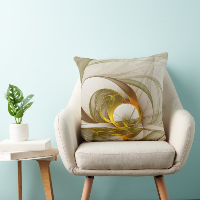 Moderne Abstracte edelmetaalkleuren Fractal Kussen (Stoel)