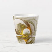 Moderne Abstracte edelmetaalkleuren Fractal Latte Mok (Voorkant)