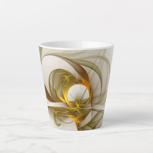 Moderne Abstracte edelmetaalkleuren Fractal Latte Mok (Voorkant)