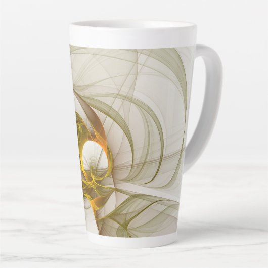 Moderne Abstracte edelmetaalkleuren Fractal Latte Mok (Rechterhoek)