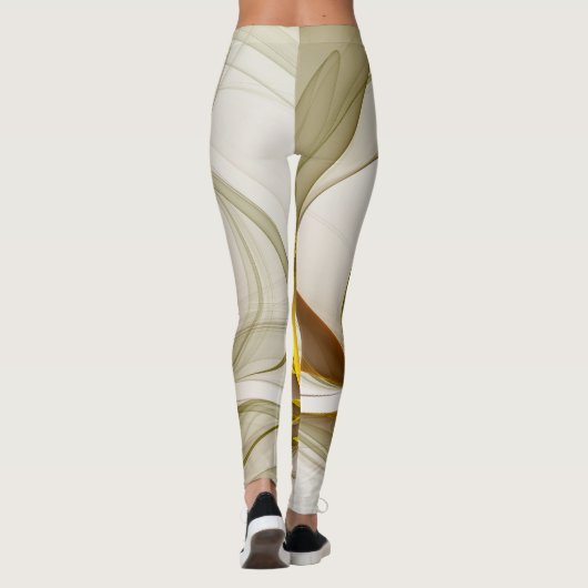 Moderne Abstracte edelmetaalkleuren Fractal Leggings (Achterkant)