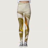 Moderne Abstracte edelmetaalkleuren Fractal Leggings (Voorkant)