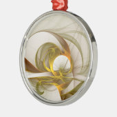 Moderne Abstracte edelmetaalkleuren Fractal Metalen Ornament (Links)