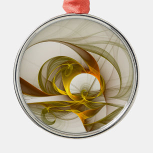 Moderne Abstracte edelmetaalkleuren Fractal Metalen Ornament