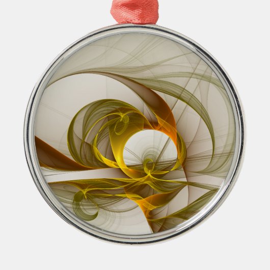 Moderne Abstracte edelmetaalkleuren Fractal Metalen Ornament (Voorkant)