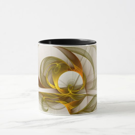 Moderne Abstracte edelmetaalkleuren Fractal Mok (Midden)