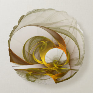 Moderne Abstracte edelmetaalkleuren Fractal Rond Kussen
