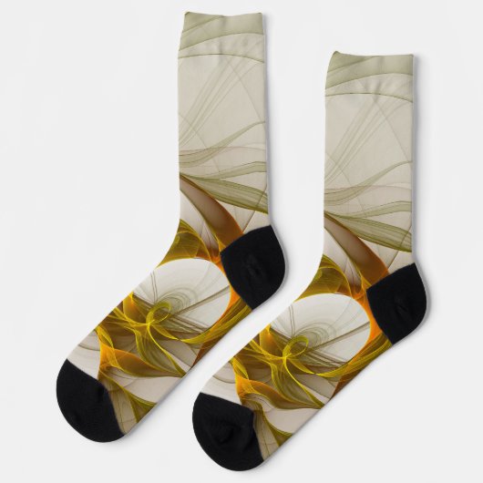 Moderne Abstracte edelmetaalkleuren Fractal Sokken (Links)