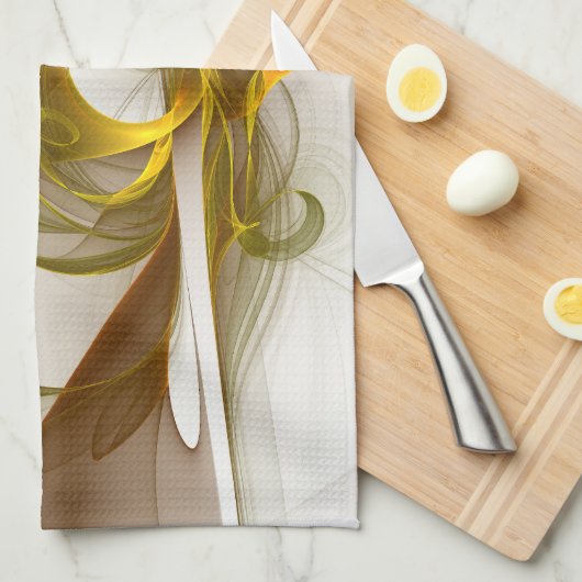 Moderne Abstracte edelmetaalkleuren Fractal Theedoek (Quarter Fold)